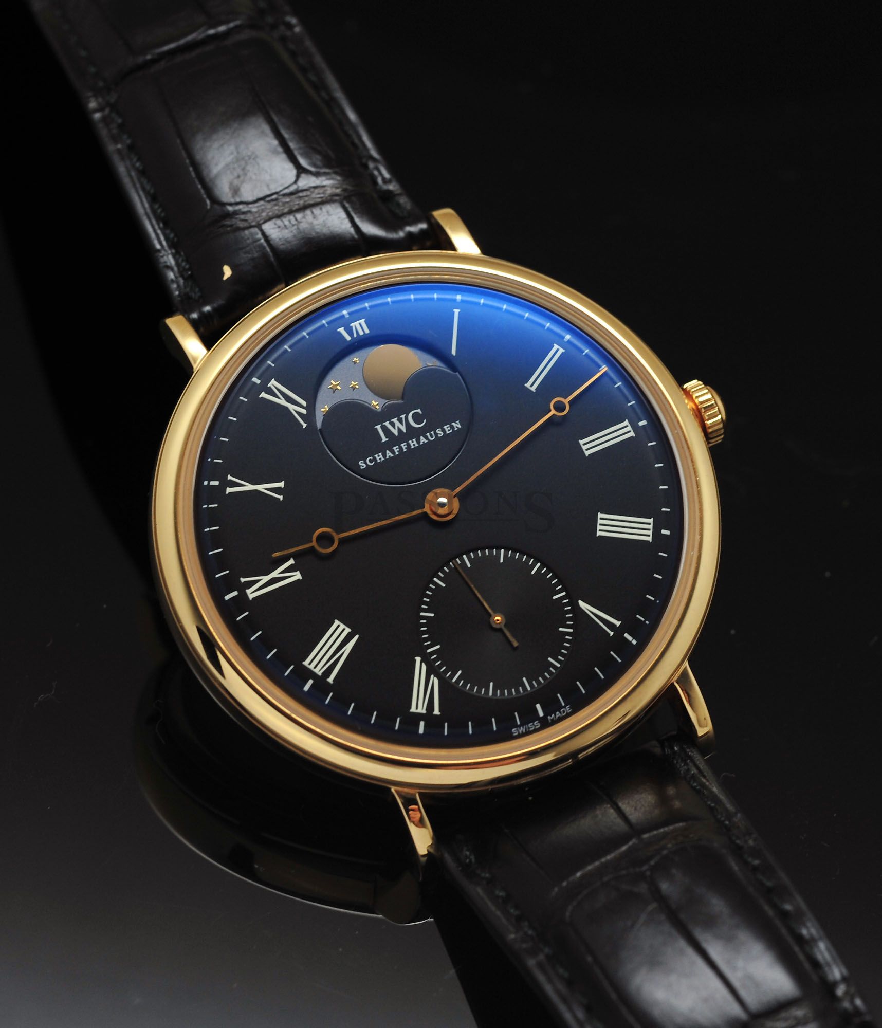 SHH2008 IWC, 46mm Ref.5448 Limited Edition of 20pcs “Portofino Hand Wound Moon phase” in 18KPG with glass back & dated paper